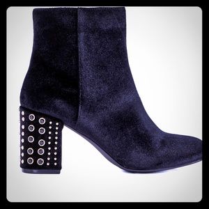 FREE SHIPPING - Black Velvet ankle Boot - Women
